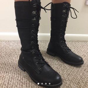 Black lace up combat boots